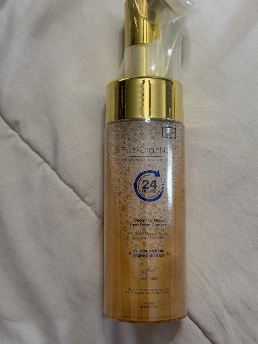 True Organica Vitamin Glow Lava Foam Facial Cleanser w/ Silicone Brush Factory S